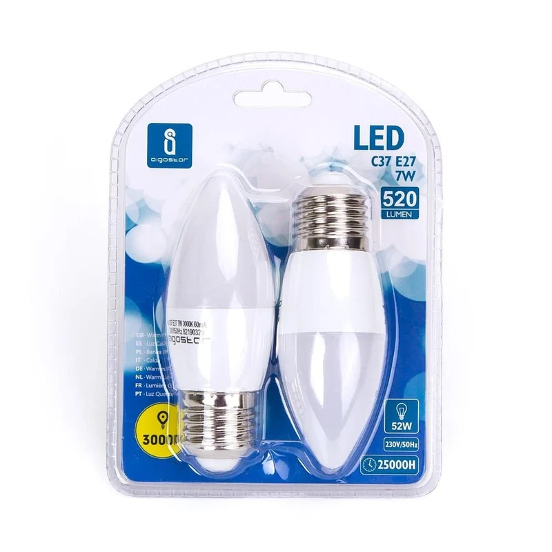 LED Leuchtmittel, E27, 7 W, 610 lm, 3000 K, 2er