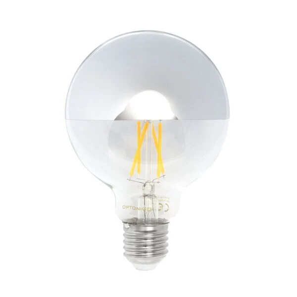 LED-Filament Leuchtmittel, E27, halb-silber, Ø 95 mm, 7 W, 800 lm, warmweiß