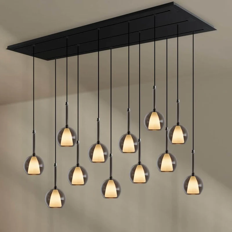 s.luce Belluna Esstischlampe 12-flammig 200cm 3-reihig