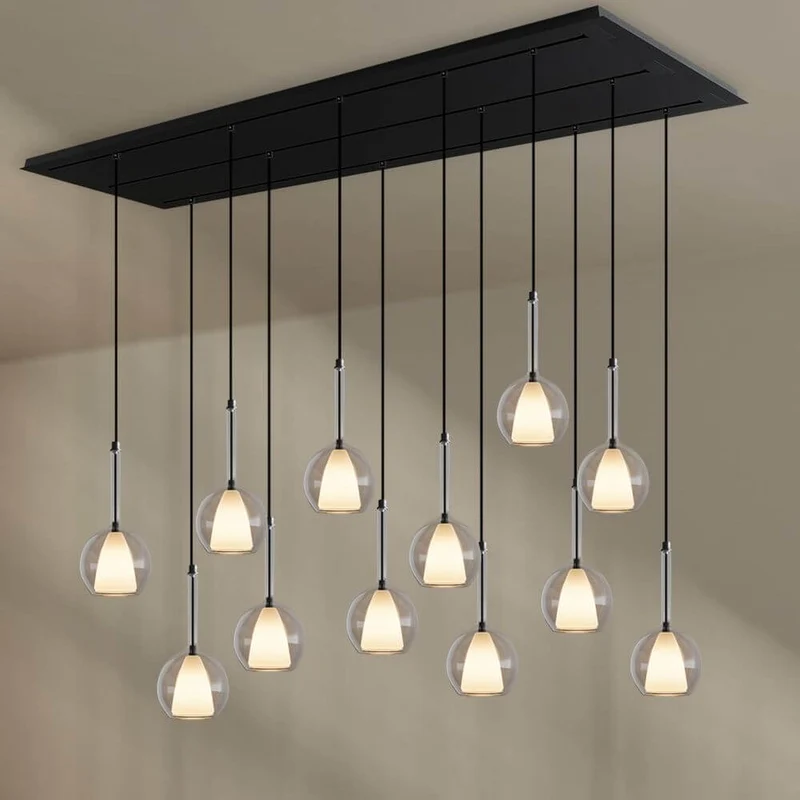 s.luce Belluna Esstischlampe 12-flammig 200cm 3-reihig