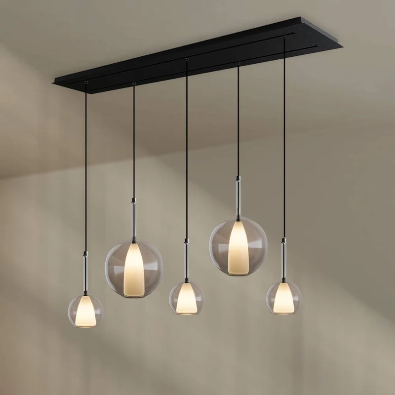 s.luce Belluna Esstischleuchte 5-flammig 160cm 2-reihig
