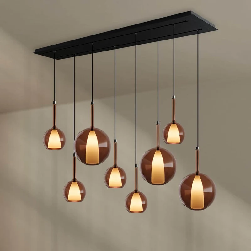 s.luce Belluna Esstisch-Pendelleuchte 8-flammig 160cm 2-reihig