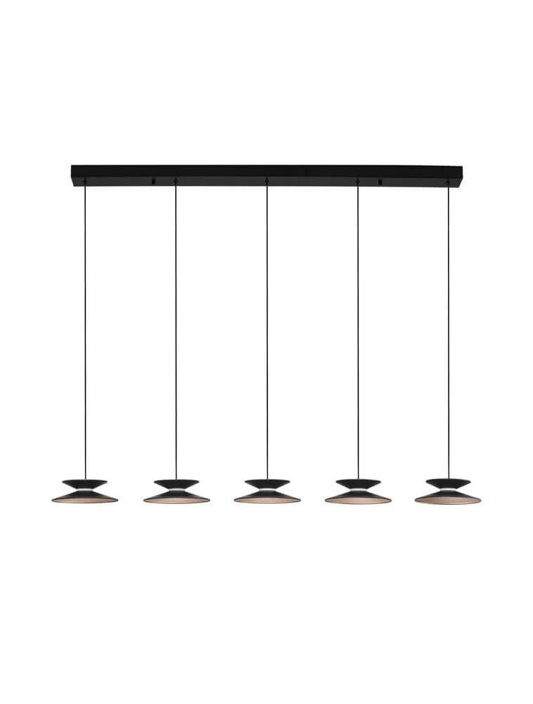 Morfi Pendelleuchte Balken 132cm 5-flammig 3000K Schwarz, Gold