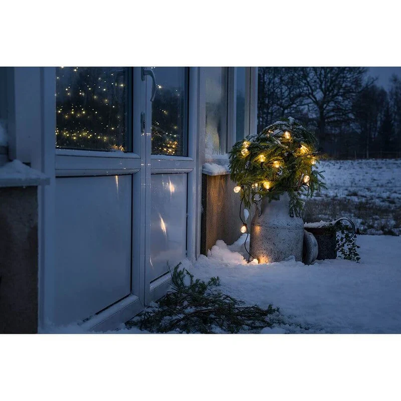 LED Biergartenkette 40er klar 80 bernsteinfarbene Dioden 24V