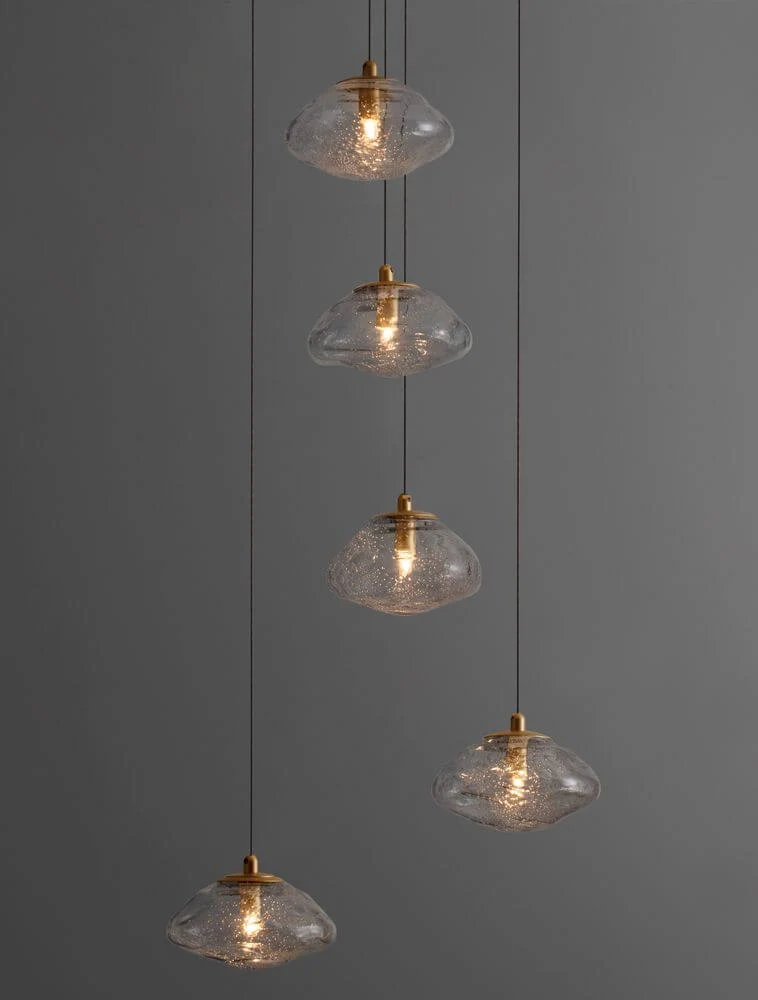 King Pendelleuchte 5-flammig Ø 35cm Gold, Transparent
