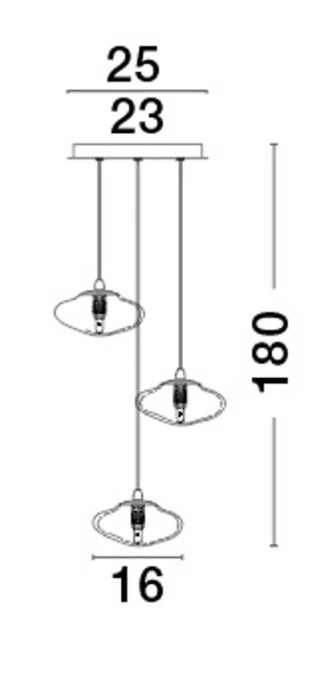 King Pendelleuchte 3-flammig Ø 25cm Gold, Transparent