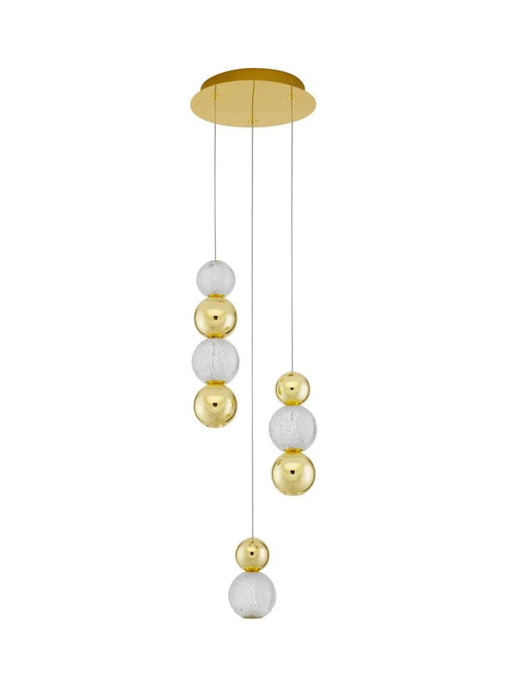 Brille LED Pendelleuchte 4-flammig Ø 30cm 3200K Gold