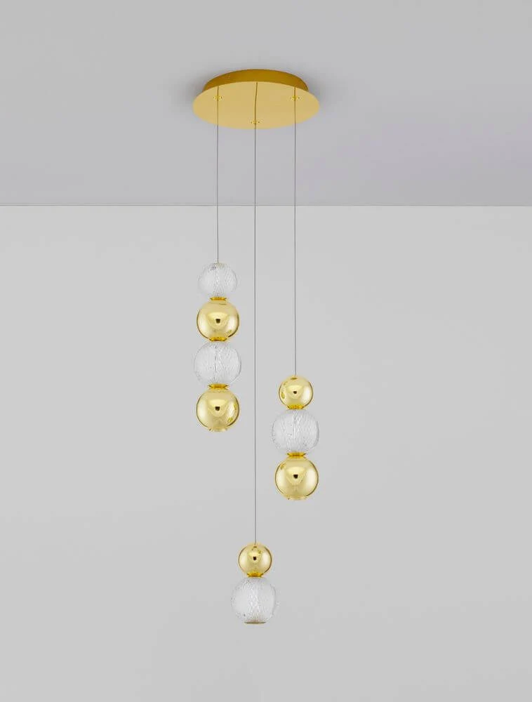 Brille LED Pendelleuchte 4-flammig Ø 30cm 3200K Gold