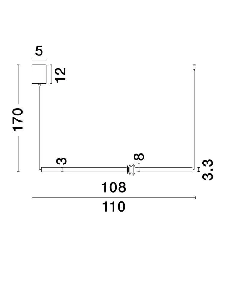 Stalactite Pendelleuchte Horizontal Ø 3,3cm 3000K Schwarz