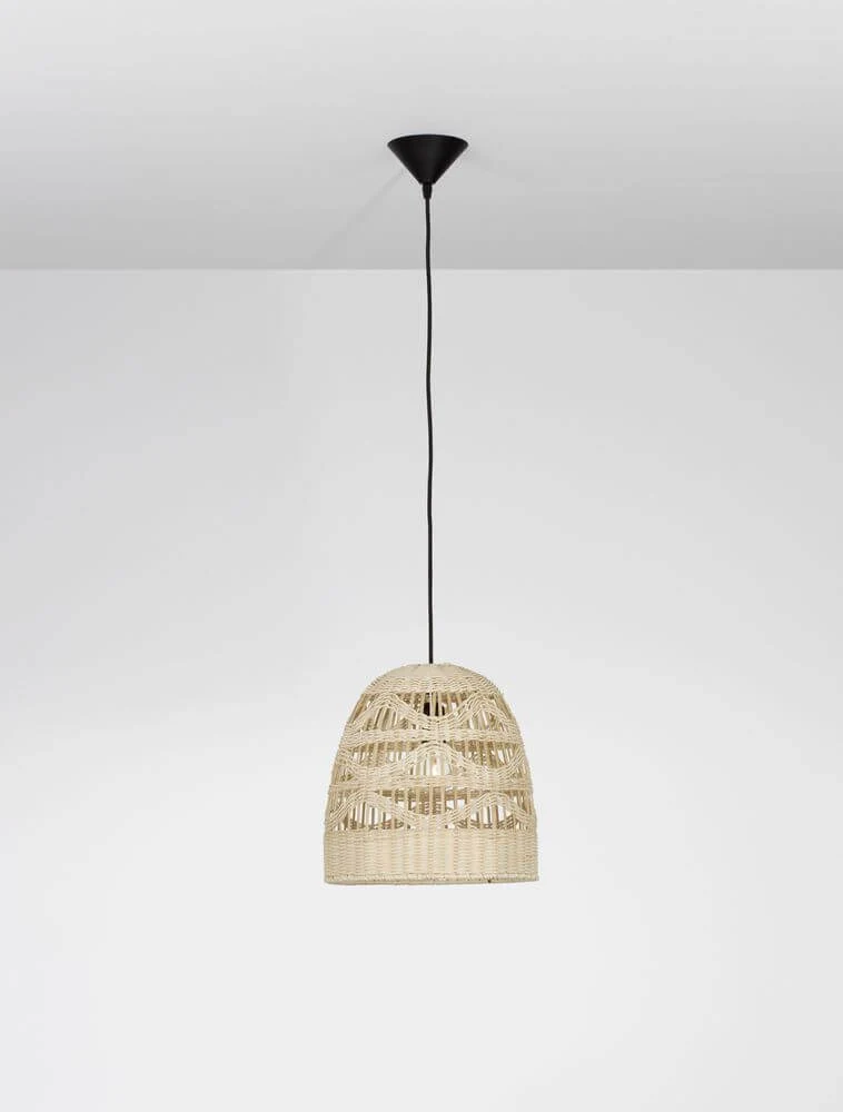 Marlo Pendelleuchte Glocke Beige Rattan