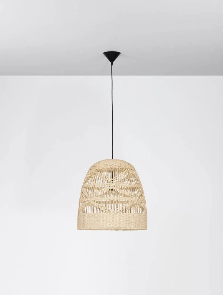 Marlo Pendelleuchte Glocke Beige Rattan