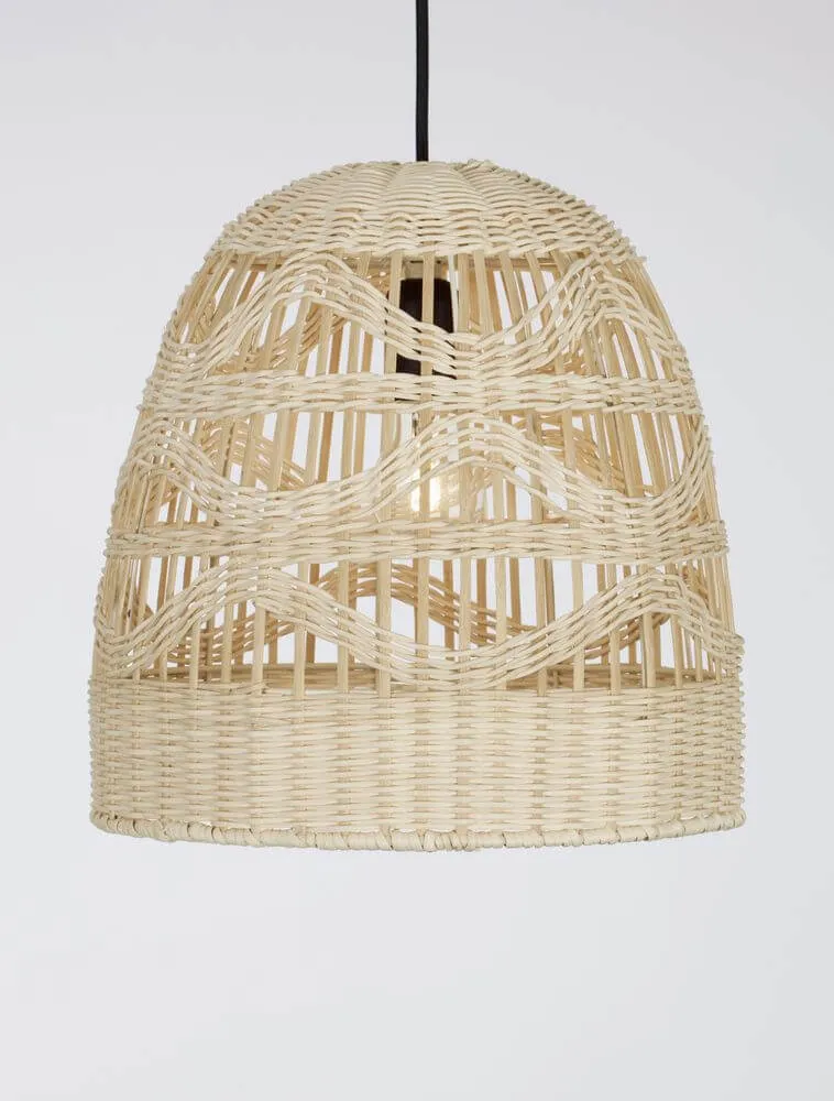 Marlo Pendelleuchte Glocke Beige Rattan