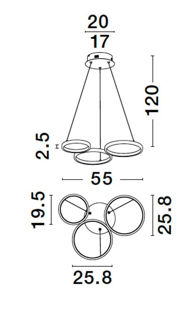 Magnus LED Pendelleuchte 3-flammig 3000K