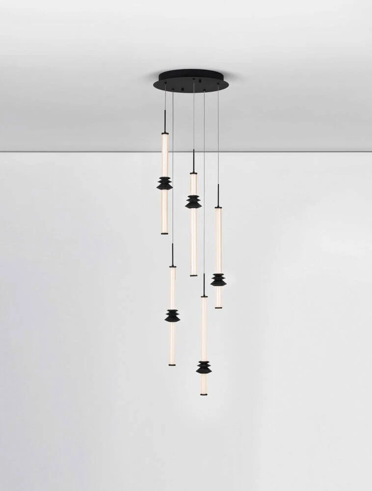 Stalactite Pendelleuchte 5-flammig Ø 35cm 3000K Schwarz