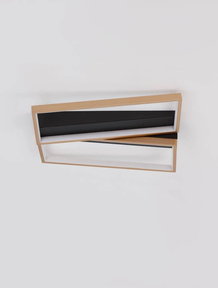 Elize LED Deckenleuchte Rechteckig 2-flammig 3000K Schwarz, Gold