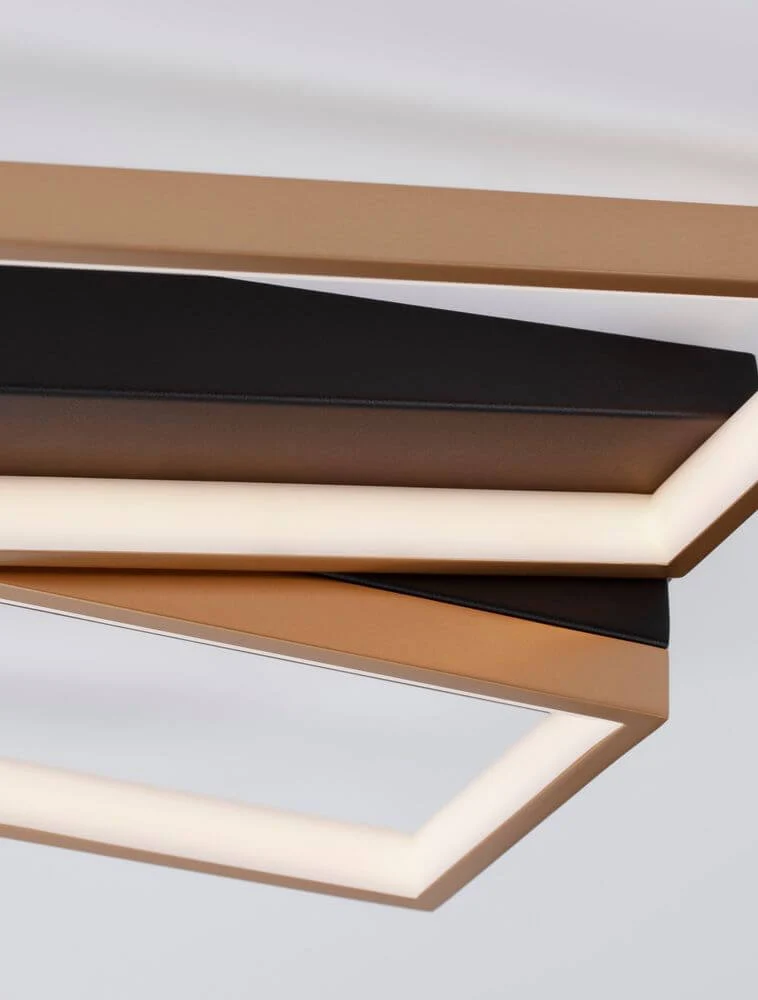 Elize LED Deckenleuchte Rechteckig 2-flammig 3000K Schwarz, Gold