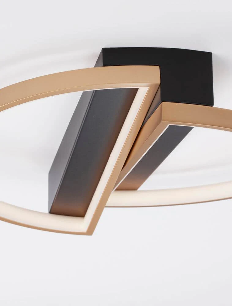 Elize LED Deckenleuchte Halbrund 2-flammig 3000K Schwarz, Gold