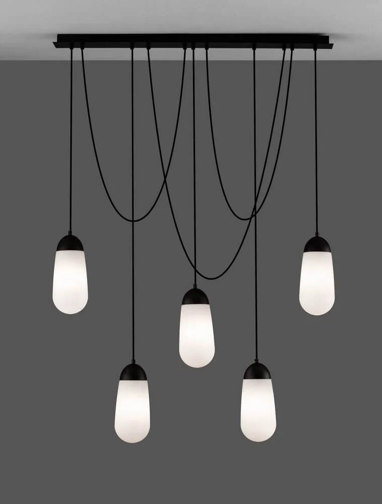 Blaky Pendelleuchte Balken 103cm 5-flammig Schwarz, Weiß