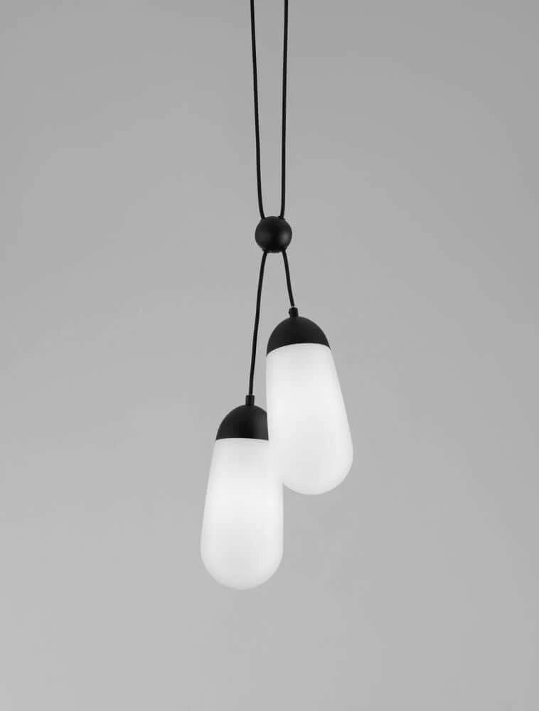 Blaky Pendelleuchte 2-flammig Ø 25,2cm Schwarz, Weiß