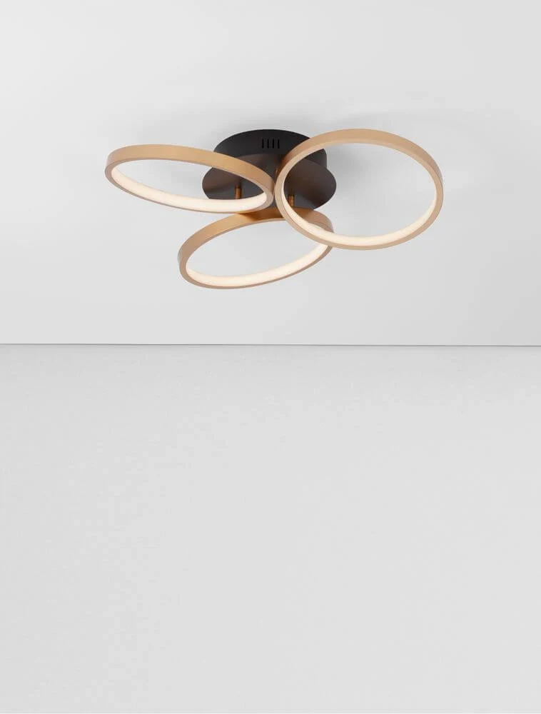 Elize LED Deckenleuchte 3-flammig Ø 55cm 3000K Schwarz, Gold