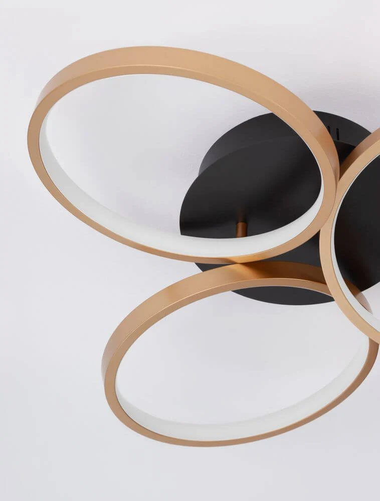 Elize LED Deckenleuchte 3-flammig Ø 55cm 3000K Schwarz, Gold