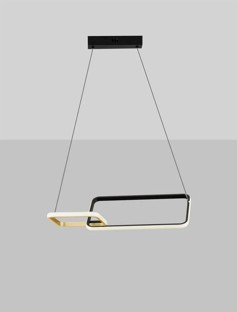 Imar LED Pendelleuchte Rechteckig 2-flammig 3200K Schwarz, Gold