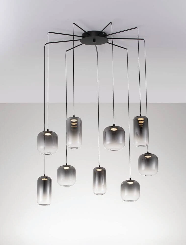 Aelia LED Pendelleuchte 9-flammig Ø 82cm Schwarz, Rauch