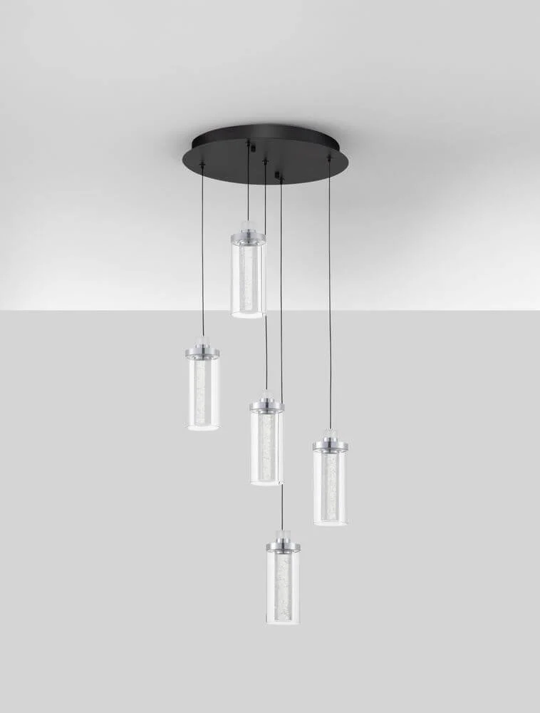 Lune LED Pendelleuchte 5-flammig Ø 34cm 3000K Schwarz, Chrom