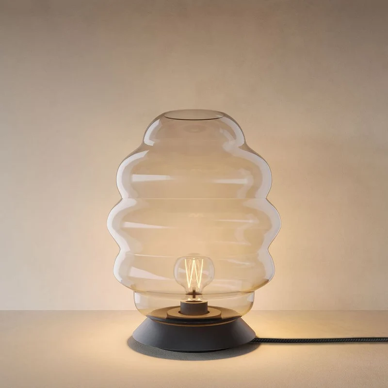s.luce Echos Glas Tischleuchte E27 mit Schalter