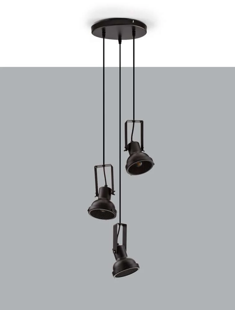 Ruvi Pendelleuchte E14 3-flammig Ø 24cm Schwarz