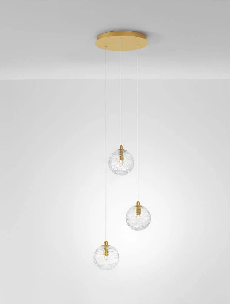 Coen Pendelleuchte 3-flammig Ø 25cm Gold, Transparent