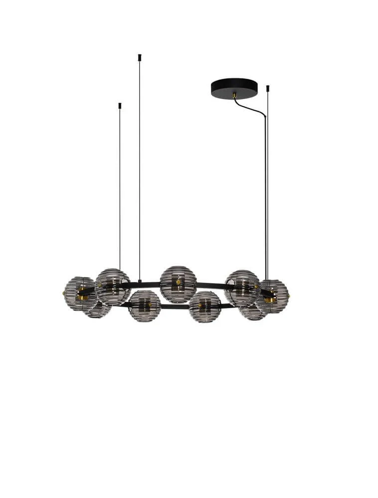 Las LED Pendelleuchte 9-flammig Ø 91cm 3000K Schwarz, Gold