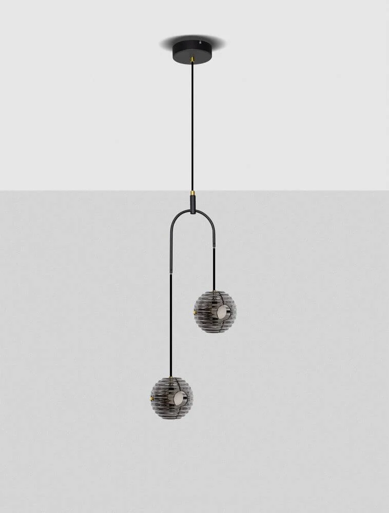 Las LED Pendelleuchte 2-flammig Ø 31cm 3000K Schwarz, Gold