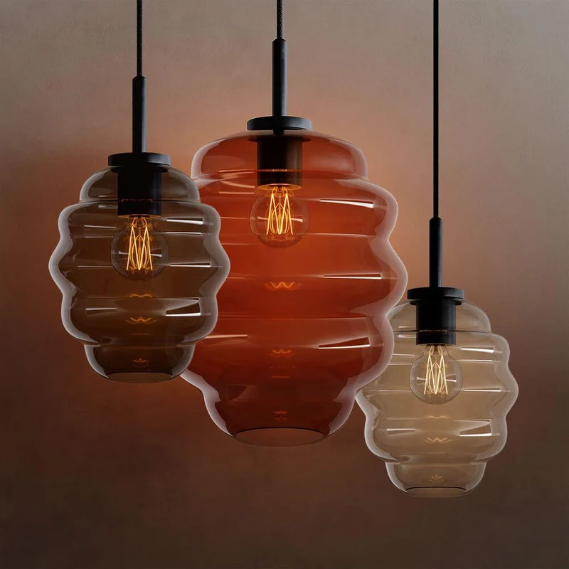 s.luce Echos Glas-Hängelampe Aufhängung 150cm Schwarz