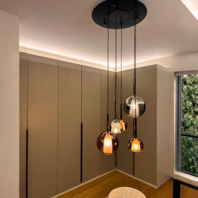 s.luce Belluna Glas-Pendelleuchte 150cm Textilkabel