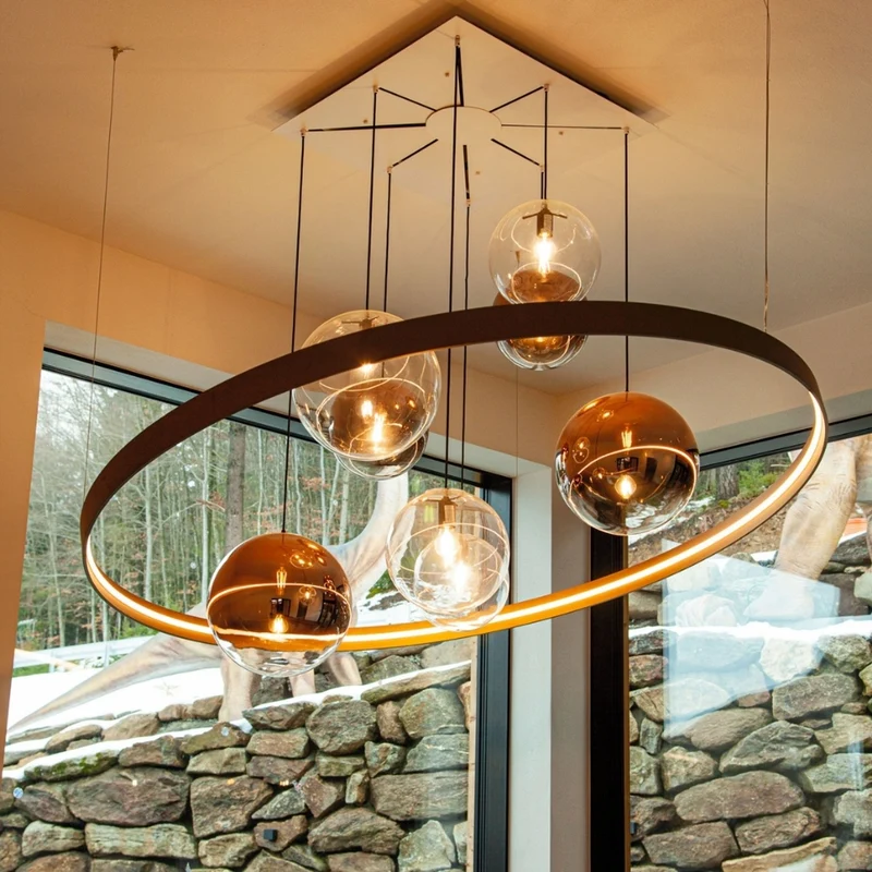 s.luce Orb Glaskugel Hängelampe 150cm Aufhängung Schwarz