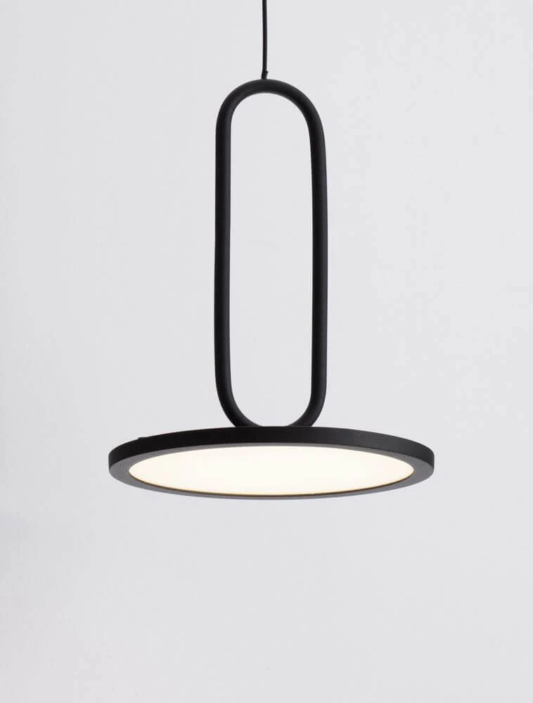 Gea LED Pendelleuchte Ø 17,5cm 3000K Baldachin Flach Schwarz