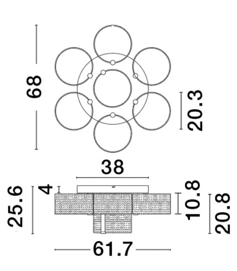 Gatlin LED Deckenleuchte 7-flammig Ø 68cm 3000K Messing-Gold