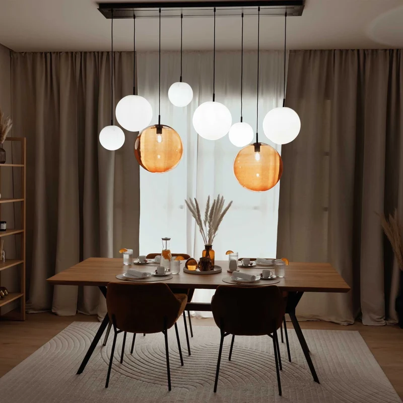 s.luce Orb Esstischleuchte 8-flammig 160cm 2-reihig