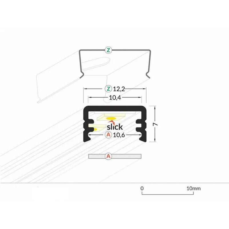 Aufbauprofil mini 200cm Alu-eloxiert ohne Abdeckung für LED-Strips