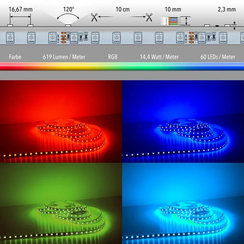 14,4 W/m 5m LED-Strip RGB IP20