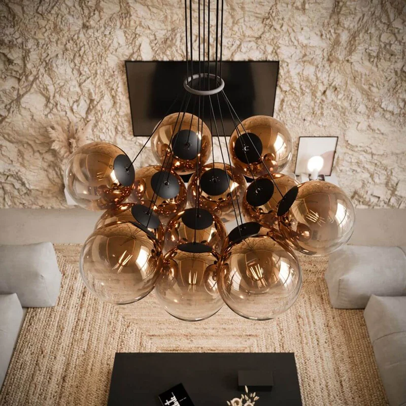 s.luce Orb Cluster Glaskugel Galerieleuchte Pendellampe 13-flammig