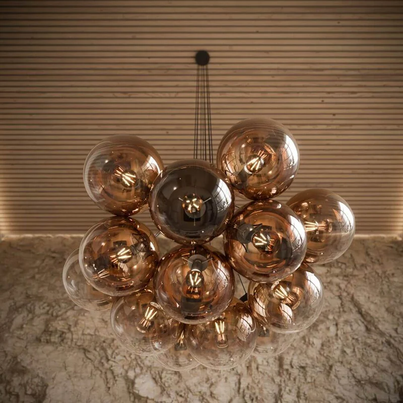 s.luce Orb Cluster Glaskugel Galerieleuchte Pendellampe 13-flammig