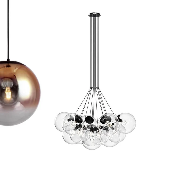 s.luce Orb Cluster Glaskugel Galerieleuchte Pendellampe 13-flammig