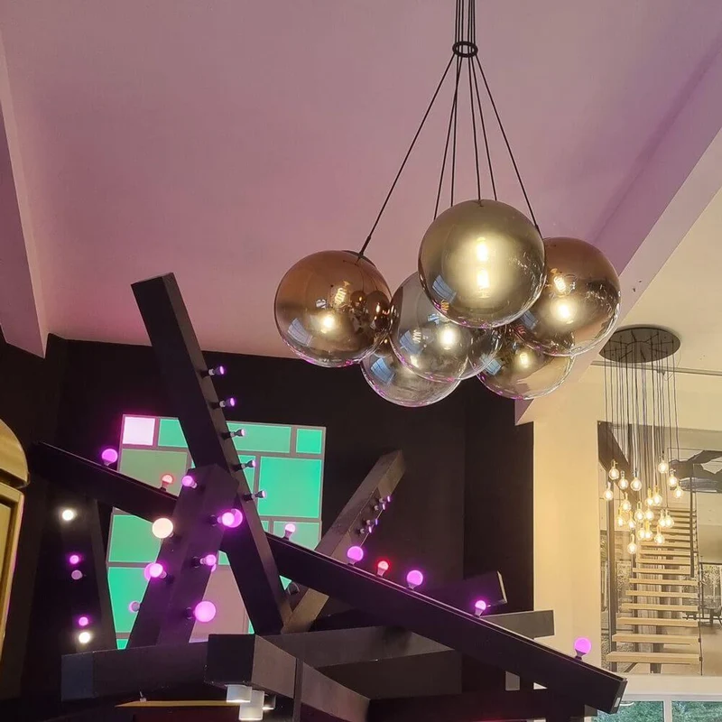 s.luce Orb Cluster Glaskugel Galerieleuchte Hängeleuchte 7-flammig