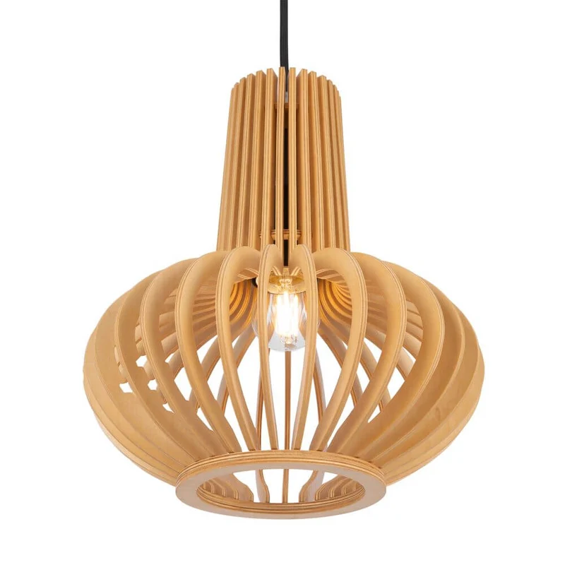 Ovale Holz Pendelleuchte Roots