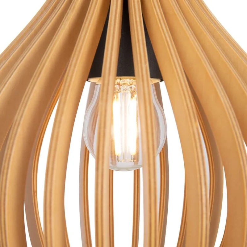 Holz Pendelleuchte Roots Bauchform