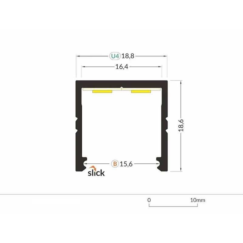 Aufbauprofil micro XL 200cm Alu-eloxiert ohne Abdeckung