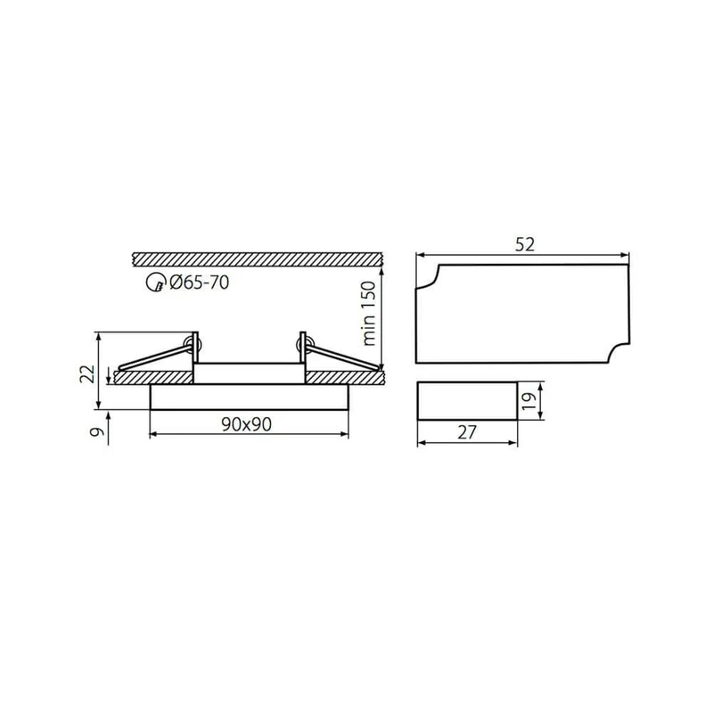 LED Decken-Einbaustrahler Soren 210lm + GU10-Fassung 9 x 9cm