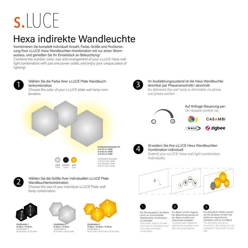 s.luce Hive indirekte LED Wandleuchte Kombination